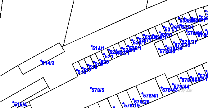 Parcela st. 521 v KÚ Sokolnice, Katastrální mapa