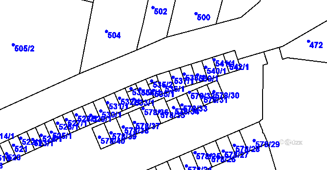Parcela st. 536/1 v KÚ Sokolnice, Katastrální mapa