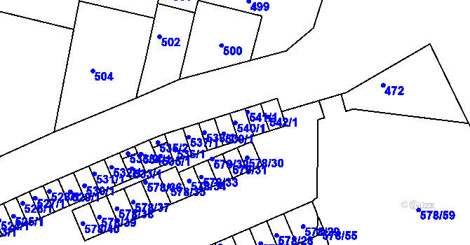 Parcela st. 540/1 v KÚ Sokolnice, Katastrální mapa