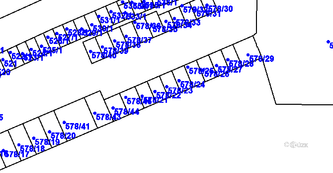 Parcela st. 578/23 v KÚ Sokolnice, Katastrální mapa