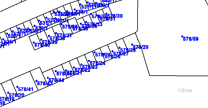 Parcela st. 578/26 v KÚ Sokolnice, Katastrální mapa
