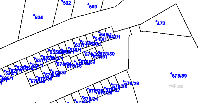 Parcela st. 578/30 v KÚ Sokolnice, Katastrální mapa