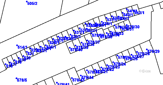 Parcela st. 578/38 v KÚ Sokolnice, Katastrální mapa