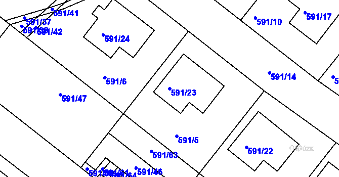 Parcela st. 591/23 v KÚ Sokolnice, Katastrální mapa