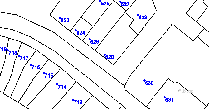 Parcela st. 628 v KÚ Sokolnice, Katastrální mapa