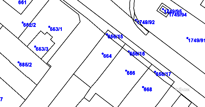 Parcela st. 664 v KÚ Sokolnice, Katastrální mapa