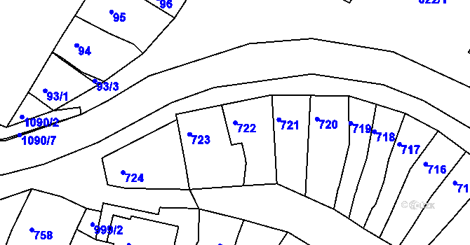 Parcela st. 722 v KÚ Sokolnice, Katastrální mapa