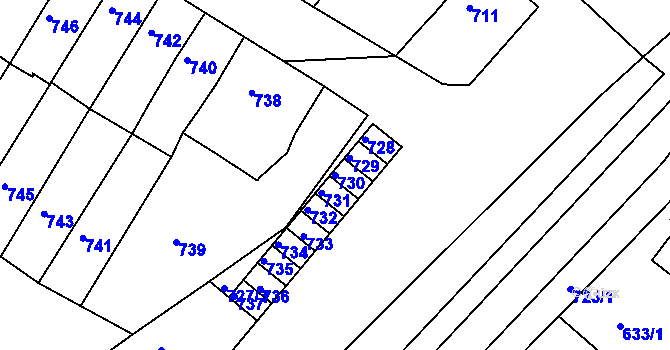 Parcela st. 730 v KÚ Sokolnice, Katastrální mapa