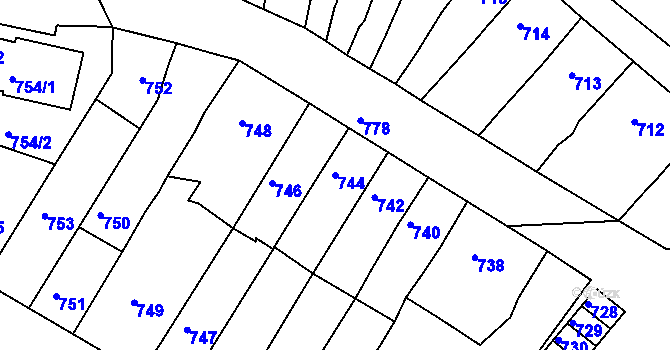 Parcela st. 744 v KÚ Sokolnice, Katastrální mapa