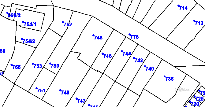 Parcela st. 746 v KÚ Sokolnice, Katastrální mapa