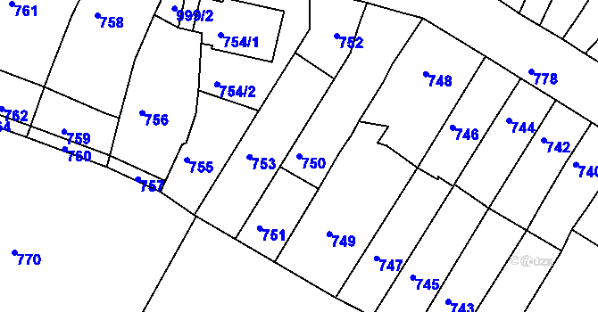Parcela st. 750 v KÚ Sokolnice, Katastrální mapa