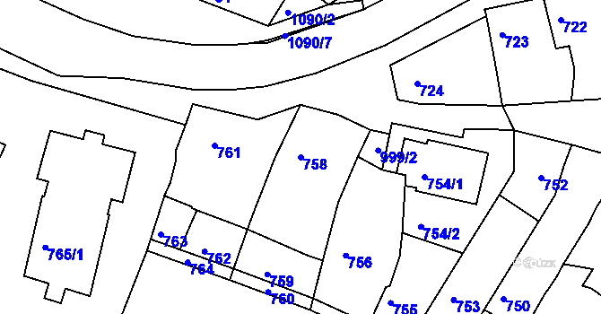 Parcela st. 758 v KÚ Sokolnice, Katastrální mapa