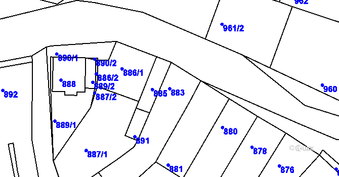 Parcela st. 883 v KÚ Sokolnice, Katastrální mapa