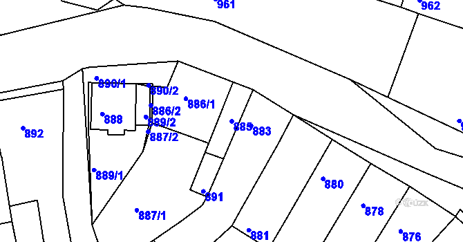 Parcela st. 885 v KÚ Sokolnice, Katastrální mapa