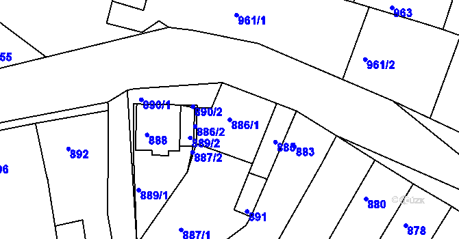 Parcela st. 886/1 v KÚ Sokolnice, Katastrální mapa