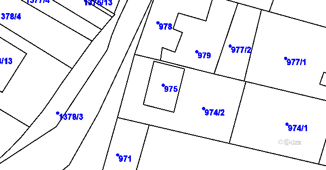 Parcela st. 975 v KÚ Sokolnice, Katastrální mapa