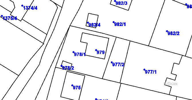 Parcela st. 979 v KÚ Sokolnice, Katastrální mapa