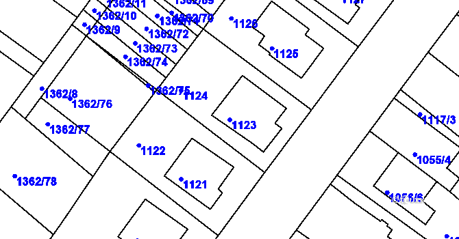 Parcela st. 1123 v KÚ Sokolnice, Katastrální mapa