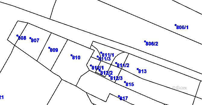 Parcela st. 811/1 v KÚ Sokolnice, Katastrální mapa