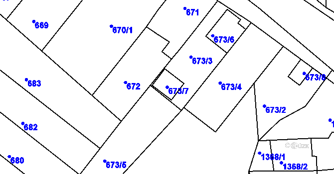 Parcela st. 673/7 v KÚ Sokolnice, Katastrální mapa