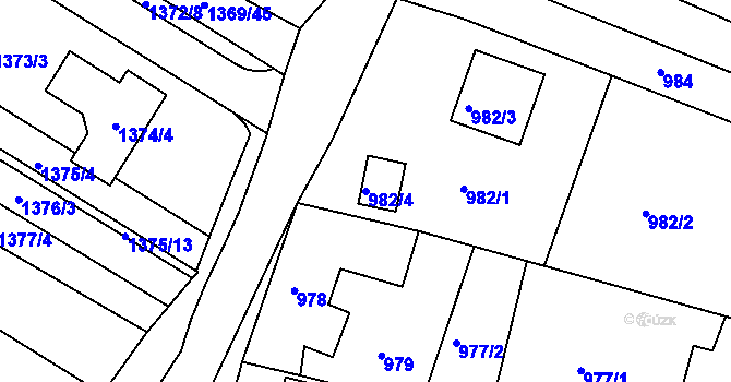 Parcela st. 982/4 v KÚ Sokolnice, Katastrální mapa