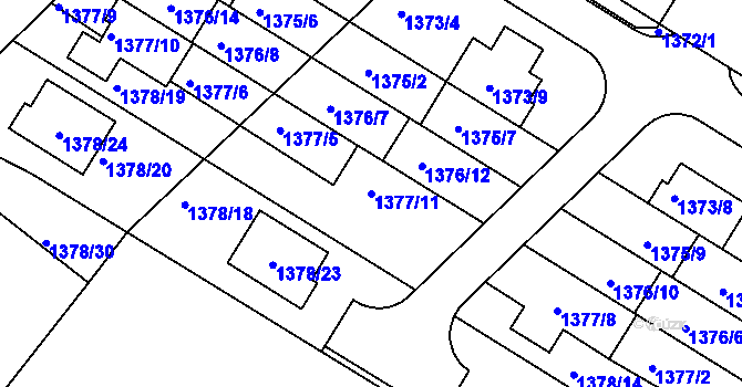 Parcela st. 1377/11 v KÚ Sokolnice, Katastrální mapa