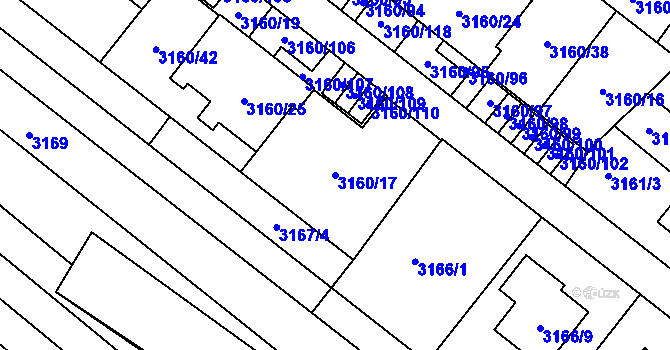 Parcela st. 3160/17 v KÚ Sokolnice, Katastrální mapa
