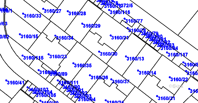 Parcela st. 3160/30 v KÚ Sokolnice, Katastrální mapa