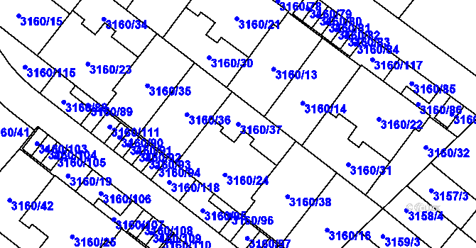 Parcela st. 3160/37 v KÚ Sokolnice, Katastrální mapa