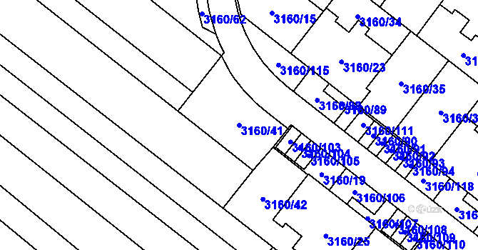 Parcela st. 3160/41 v KÚ Sokolnice, Katastrální mapa