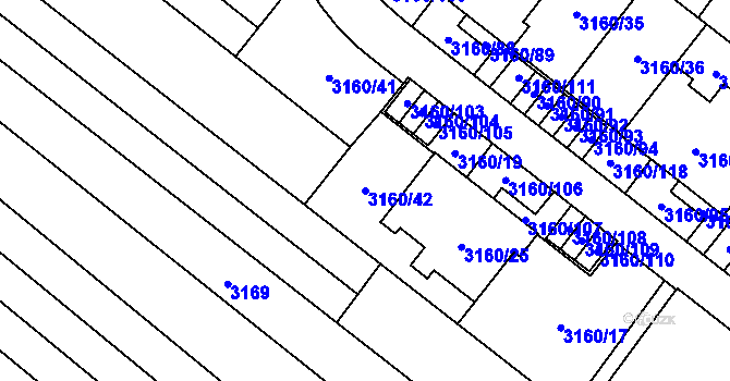 Parcela st. 3160/42 v KÚ Sokolnice, Katastrální mapa