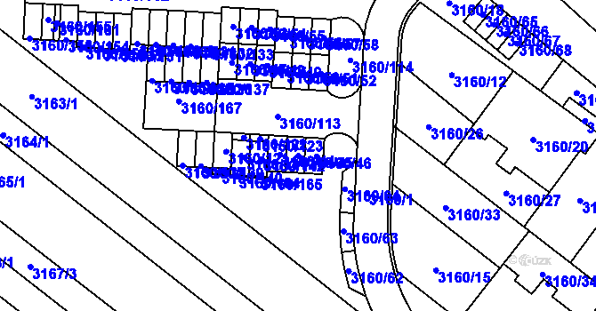 Parcela st. 3160/45 v KÚ Sokolnice, Katastrální mapa