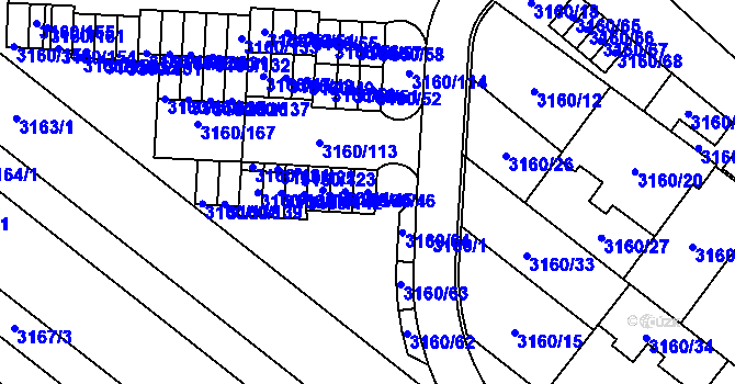 Parcela st. 3160/46 v KÚ Sokolnice, Katastrální mapa