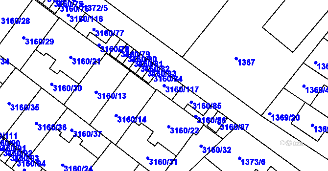 Parcela st. 3160/117 v KÚ Sokolnice, Katastrální mapa