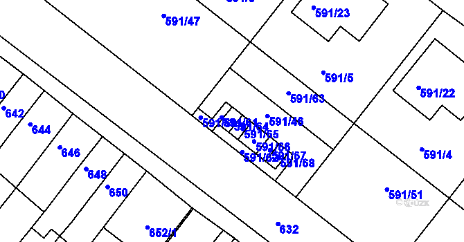 Parcela st. 591/64 v KÚ Sokolnice, Katastrální mapa
