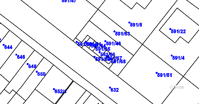 Parcela st. 591/66 v KÚ Sokolnice, Katastrální mapa