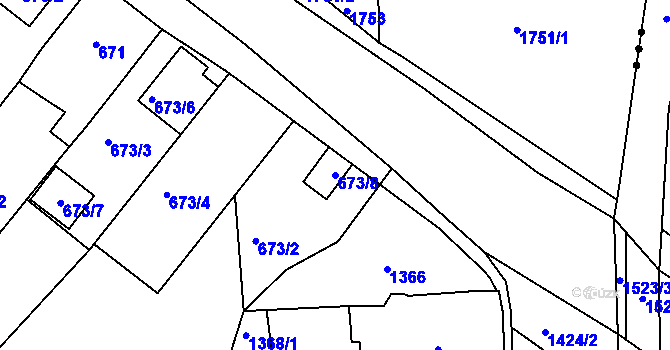 Parcela st. 673/8 v KÚ Sokolnice, Katastrální mapa