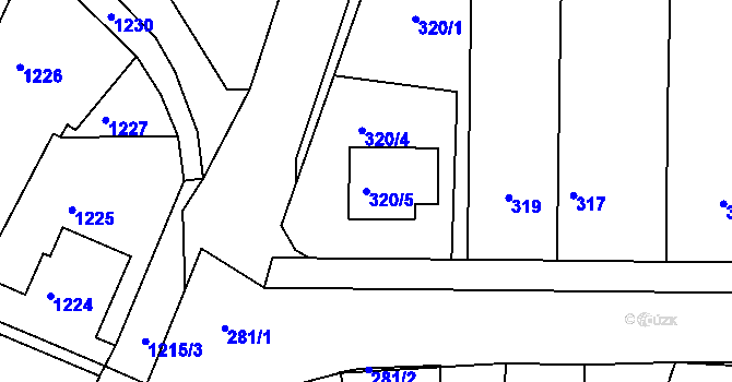 Parcela st. 320/5 v KÚ Sokolnice, Katastrální mapa