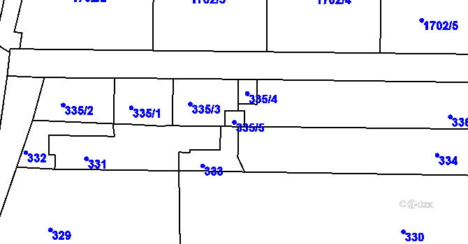 Parcela st. 335/5 v KÚ Sokolnice, Katastrální mapa