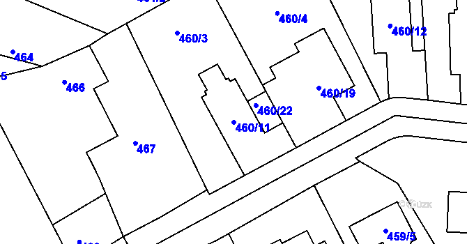 Parcela st. 460/11 v KÚ Sokolnice, Katastrální mapa