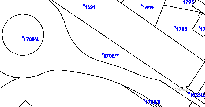 Parcela st. 1706/7 v KÚ Sokolov, Katastrální mapa