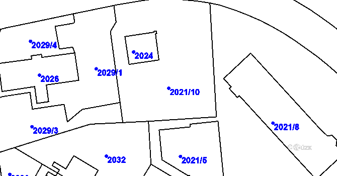 Parcela st. 2021/10 v KÚ Sokolov, Katastrální mapa