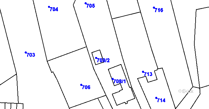Parcela st. 708/3 v KÚ Sokolov, Katastrální mapa