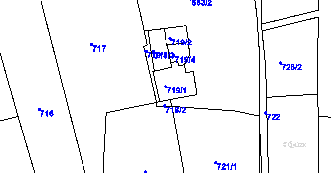 Parcela st. 719/1 v KÚ Sokolov, Katastrální mapa