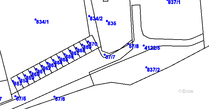 Parcela st. 57/7 v KÚ Sokolov, Katastrální mapa