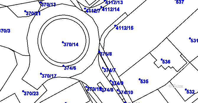 Parcela st. 375/8 v KÚ Sokolov, Katastrální mapa
