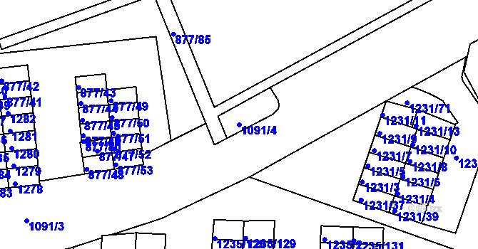 Parcela st. 1091/4 v KÚ Sokolov, Katastrální mapa