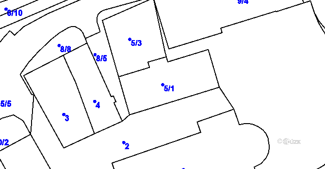Parcela st. 5/1 v KÚ Sokolov, Katastrální mapa