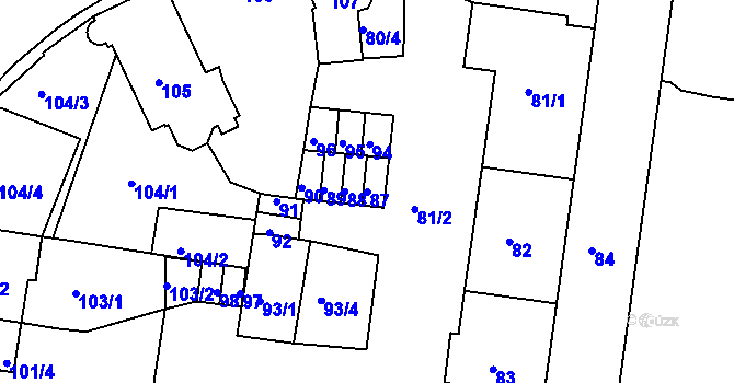 Parcela st. 87 v KÚ Sokolov, Katastrální mapa