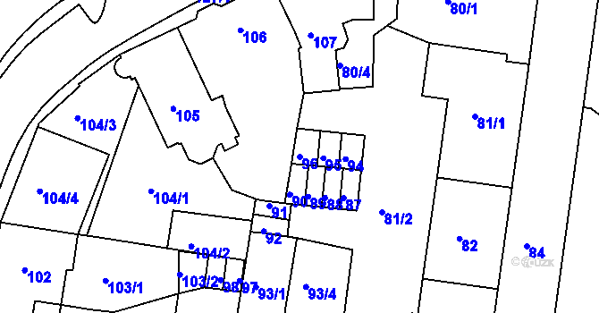 Parcela st. 96 v KÚ Sokolov, Katastrální mapa